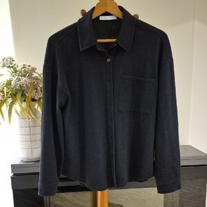 OAK +FORT BLACK JACKET/ SHACKET, 55% COTTON, Business Casual, oversized XS